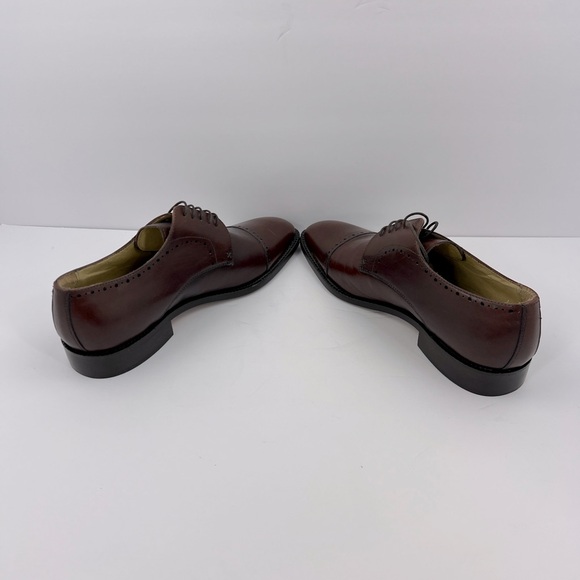 BARNEYS NEW YORK, OXFORD MENS CAP TOE BROWN ALL LEATHER SHOES, SIZE USA 8.5 - Picture 16 of 17